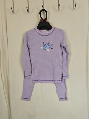 Circo Lilac Ribbed Long-Sleeve Top with Ice Skate Graphic Pajamas